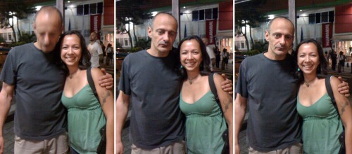 “This is the most decent photo I have taken with a girl in a log time,” Antoine D'Agata at the inauguration of FotoVeritas, San José, September 9, 2009. Next to him, me. Photos taken by Lissette Acosta.